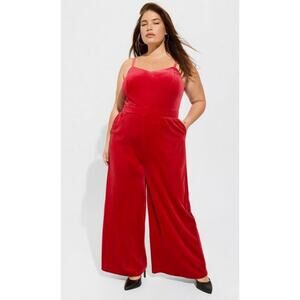 Torrid Jester red velvet cami wide leg jumpsuit NWT Size 2(2X)